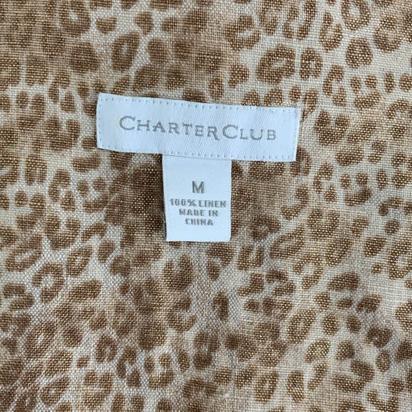 Charter Club 100% linen gold shimmer safari jacket M - Picture 7 of 8